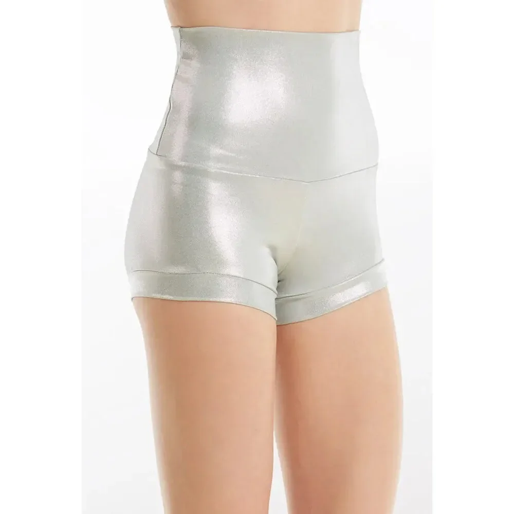 Pre-Owned Dance Shorts Weissman ML7009 Hot Pink Medium Child High Waist Metallic